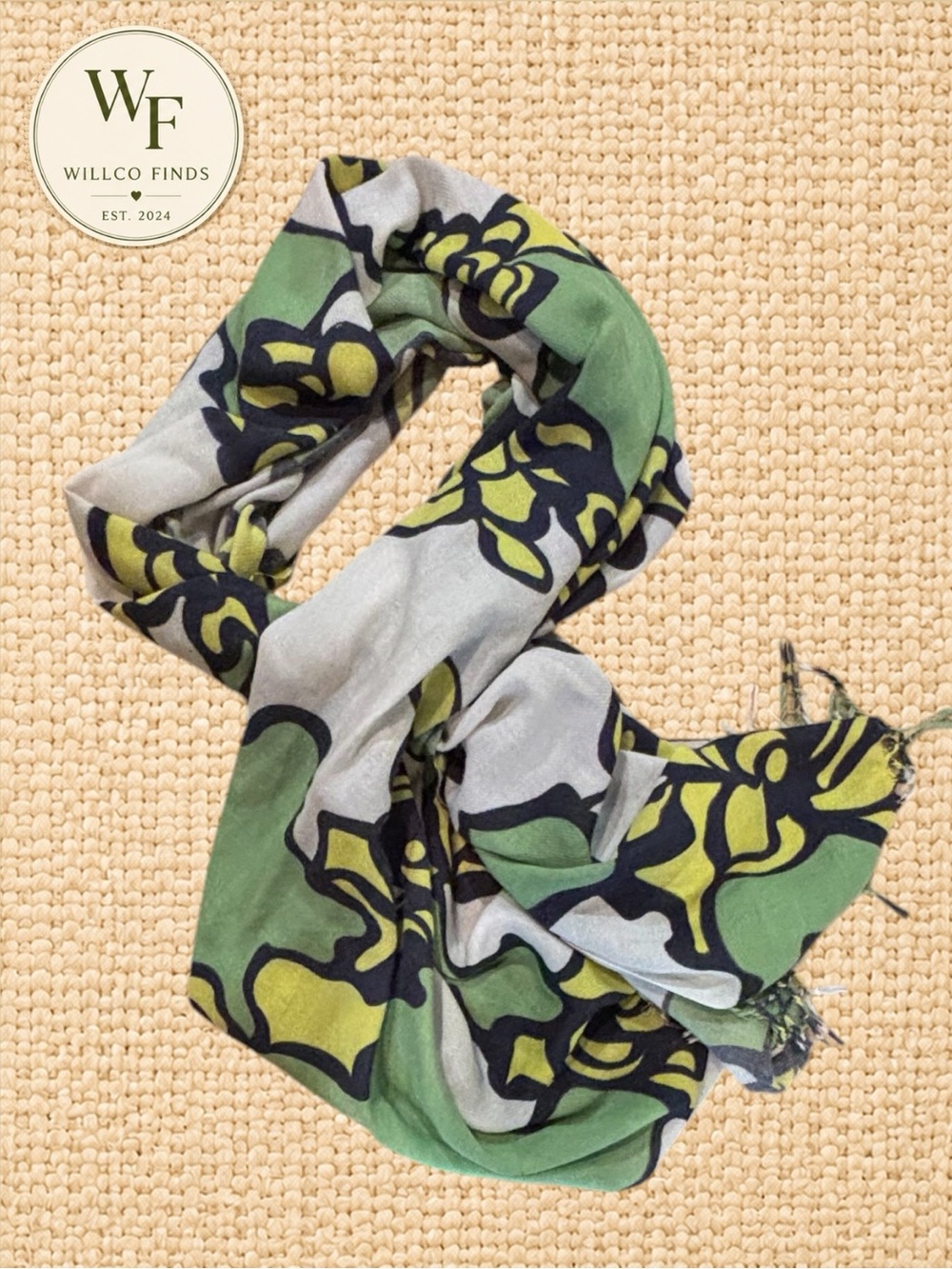 Karma Green, Gray & Black Floral Wrap Scarf